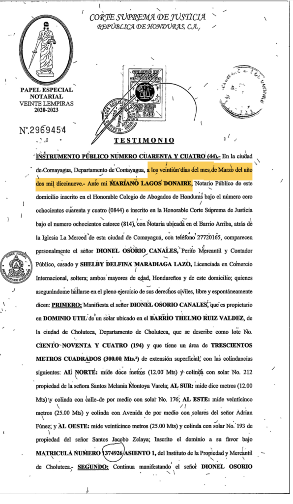 Instrumento verificado emitido en Comayagua. - Contra Corriente